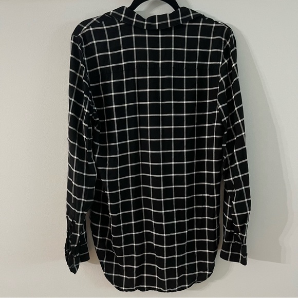 Calvin Klein Windowpane Black and White Oversized Button Down Blouse- Size S/P - Picture 6 of 9